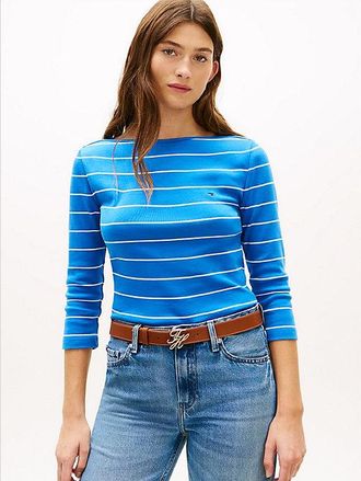 Tommy Hilfiger Slim Three-Quarter Sleeve Boat Neck T-Shirt