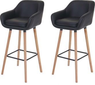 Hhg Hhg - Nunca Usado] Juego De 2 Taburetes De Bar Malm&ouml; T381, Taburete De Bar Taburete De Bar, Polipiel, Negro