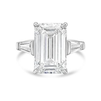 Diana M. Jewels Platinum 12.00 ct tw Emerald Cut with two Long Baguettes on the side Engagement Ring (Single Claw)