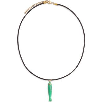 Petit Moments Netta Fish Pendant Necklace in Green at Nordstrom