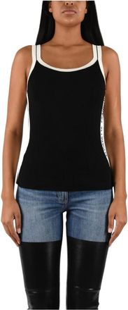Elisabetta Franchi Top in maglia a coste con profili a contrasto - - Tops - Donna - Nero - S