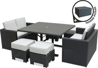 DCB Garden Conjunto de comedor empotrable 8 plazas resina trenzada