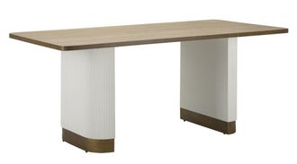 Mauro Ferretti Mesa de comedor de madera blanca y marr&oacute;n 180x90x76 cm