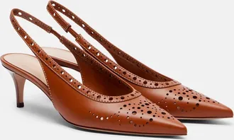 Gianvito Rossi Perforated leather slingback pumps