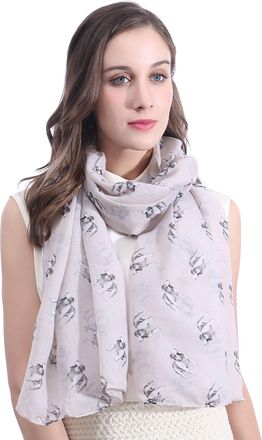 Lina & Lily English Bulldog Dog Print Womens Scarf Shawl Wrap Lightweight (Beige)