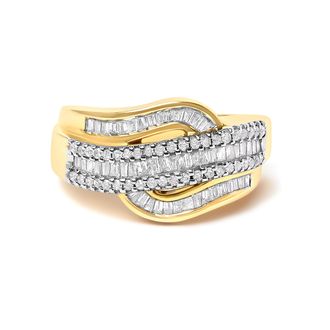 House of Brilliance 14K Yellow Gold 1.0 Cttw Diamond Wave Design Band Ring