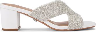 Carvela Womens Paparazzi Pearl Block Low Sandals - White - Size UK 3