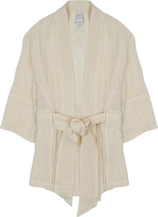120% Lino Linen Blend Belted Kimono Jacket