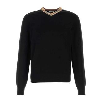 Burberry V-neck Knitwear, male, Black, Size: XL Knitwears