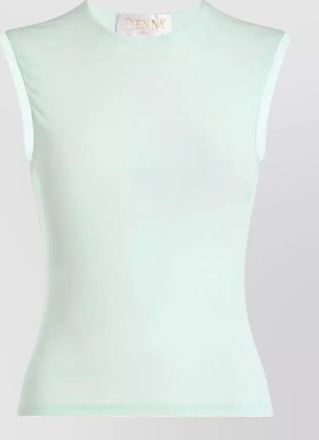 Genny sleeveless jersey top fitted ribbed crewneck