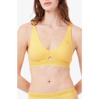 Lacoste Cutout Wireless Microfiber Bra in Yellow at Nordstrom, Size Small