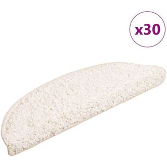 vidaXL Vidaxl - Alfombrillas Para Escaleras 30 Unidades 56x17x3 Cm Blanco Semicircular