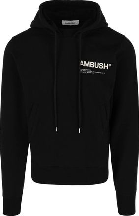 AMBUSH Mens Logo-Print Hoodie In Black Tofu
