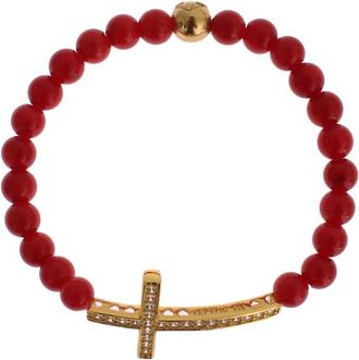 Nialaya gold CZ Cross 925 Womens Bracelet
