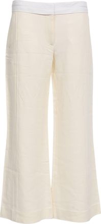 Victoria Beckham Flared Pants in White Wool