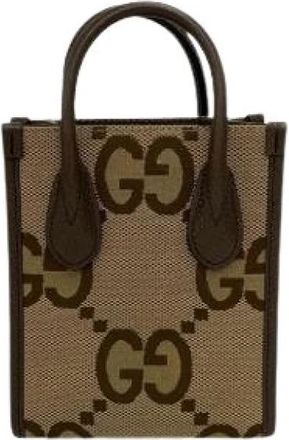 Gucci Pre-owned Canvas Shoulder Bag - Dames - Vintage Shopper - Bruin - ONE Size - Leer - Vintage