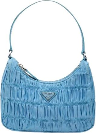 Prada Pre-owned Shoulder Bags, female, Blue, Size: ONE SIZE Pre-owned Nylon Shoulder Bag