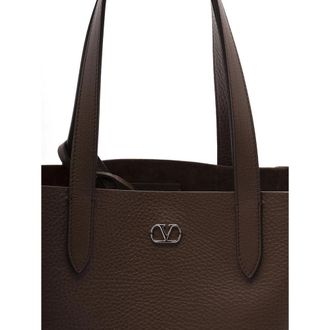 Valentino Garavani Studded Calf Leather Tote Bag - Brown