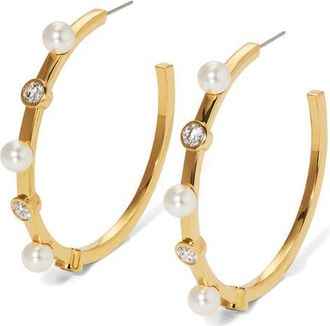 Nadri Large Farrah Faux Pearl Earrings in Gold at Nordstrom