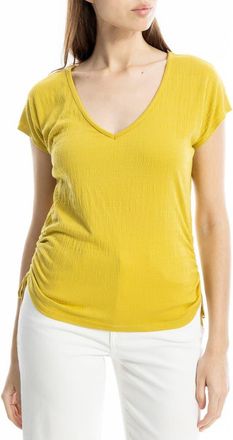 Max Studio Cap Sleeve Ruched Crinkled Knit Top in Cress at Nordstrom Rack, Size X-Small