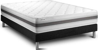 VITALIT Somier negro + colch&oacute;n con espuma viscoel&aacute;stica 135 x 190