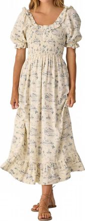 Rylee + Cru Lexi Ocean Toile Midi Dress In Natural