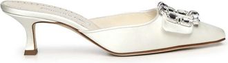 Manolo Blahnik Mayjou - Dames - Muiltjes - Grijs - 40 EU - Leer - Schoenen