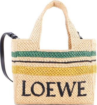 Loewe Paulas Ibiza Logo Convertible Raffia Small tote bag - Zwart