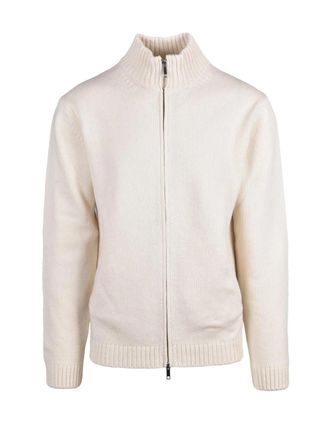 Daniele Fiesoli Beige Merino Wool Zip Cardigan