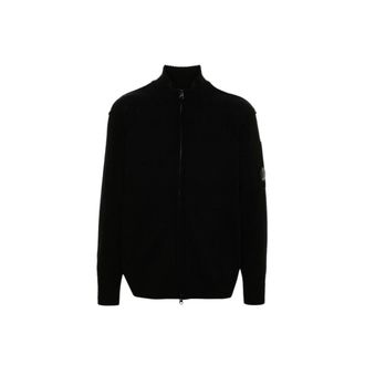 C.P. Company Black Wool Jumper with Side Zip Pocket - male - C.P. Company - Cardigans - Black - XL - Knitwear