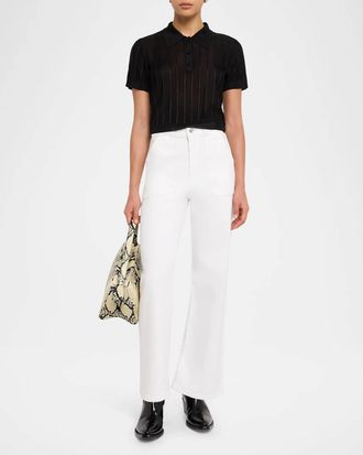 Frame Denim Modern Pocket Wide Leg Jeans In White