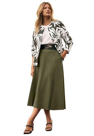 Jessica London Bi-Stretch Lady Jacket in Olive Green Palm at Nordstrom, Size 22