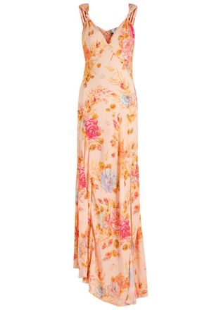 Never Fully Dressed Floral Sofia Satin Maxi Dress - Cream - 18 (UK18 / Xxl)