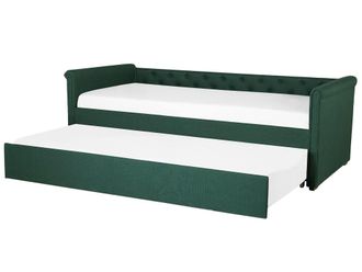 Beliani Sof&aacute; cama de tejido verde 80x200