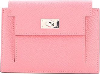 Herm&egrave;s Pink Epsom Kelly Pocket Compact Wallet (Authentic Pre-Loved)