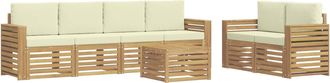 vidaXL Set Di Divani Da Esterno 7 Pz Bianco E Crema Poliestere Vidaxl
