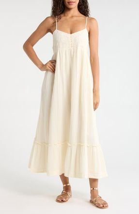 Lucky Brand Embroidered Cotton Sundress in Cream at Nordstrom, Size Xx-Large