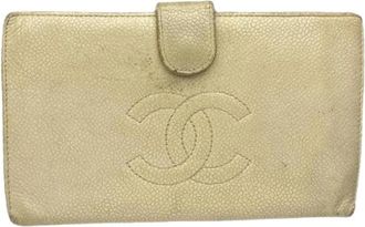 Chanel Pre-owned Wallets, female, Beige, Size: ONE SIZE Pre-owned Leather Wallet