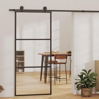 vidaXL Vidaxl - Puerta Corredera Con Herrajes Esg Vidrio Y Aluminio 90x205 Cm