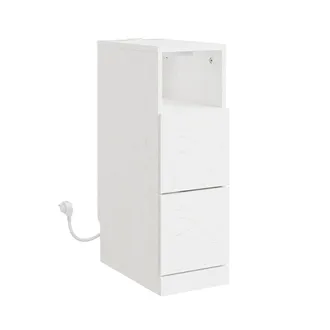 SoBuy Sobuy Mesilla De Noche Cream White Con 2 Cajones C&oacute;moda Peque&ntilde;a Con Luz Led Y Puerto Usb Mueble Auxiliar De Aglomerado Para Sal&oacute;n 35&times;20&times;60 Cm Capacida