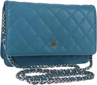 Chanel Pre-owned Leather chanel-bags - Dames - Vintage Schoudertas - Blauw - ONE Size - Vintage