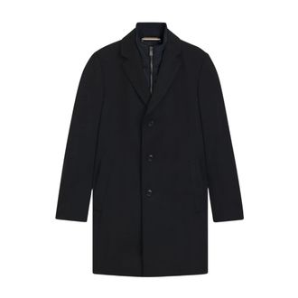 HUGO BOSS Hugo, Single-Breasted Coats, male, Black, Size: S H-Hyde Coat