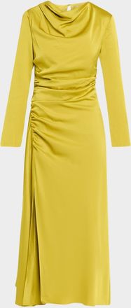 SIMKHAI Odessa Draped Long-Sleeve Midi Dress
