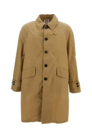 L'Impermeabile Mid-Length Beige Coat with Classic Collar