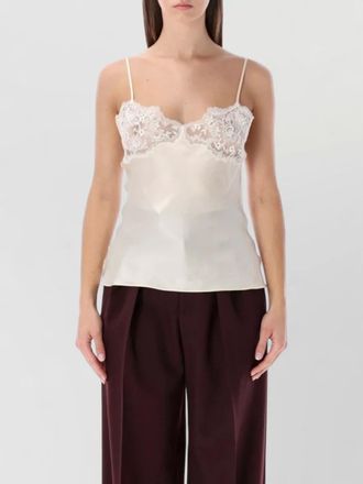 Chlo&eacute; lace panel silk camisole top