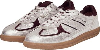 Alohas Womens Low-Top Sneakers Tb.490 Silver-Burgundy Grain Shimmer Upper Silver/burgundy