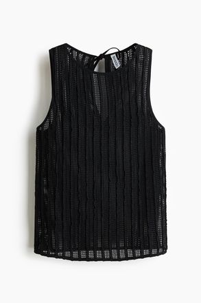 H&M Netztop mit Strukturmuster - Schwarz