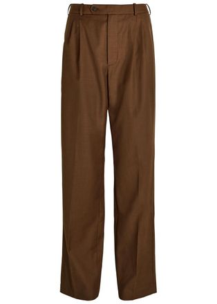 Ronny Kobo Soprano Pleated Straight-leg Woven Trousers - Brown - 12 (UK14 / L)