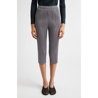 Pleats Please Issey Miyake Pleated Crop Skinny Pants in Gray at Nordstrom, Size 2