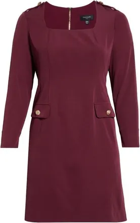 Tahari by ASL Long Sleeve Crepe Sheath Dress in Cranberry at Nordstrom, Size 22W